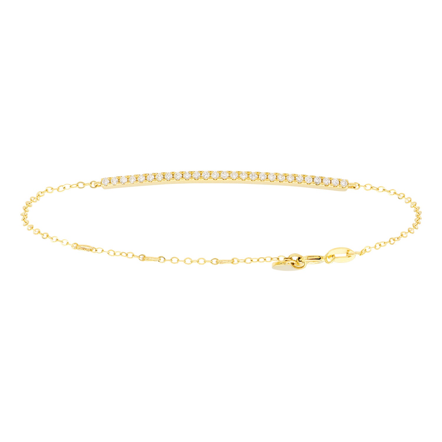 14K Yellow Gold Diamond Bar Bracelet - Large