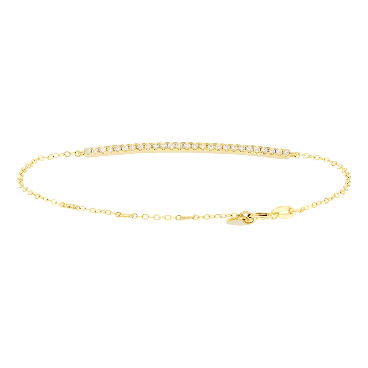 14K Yellow Gold Diamond Bar Bracelet - Large, 0.27ct