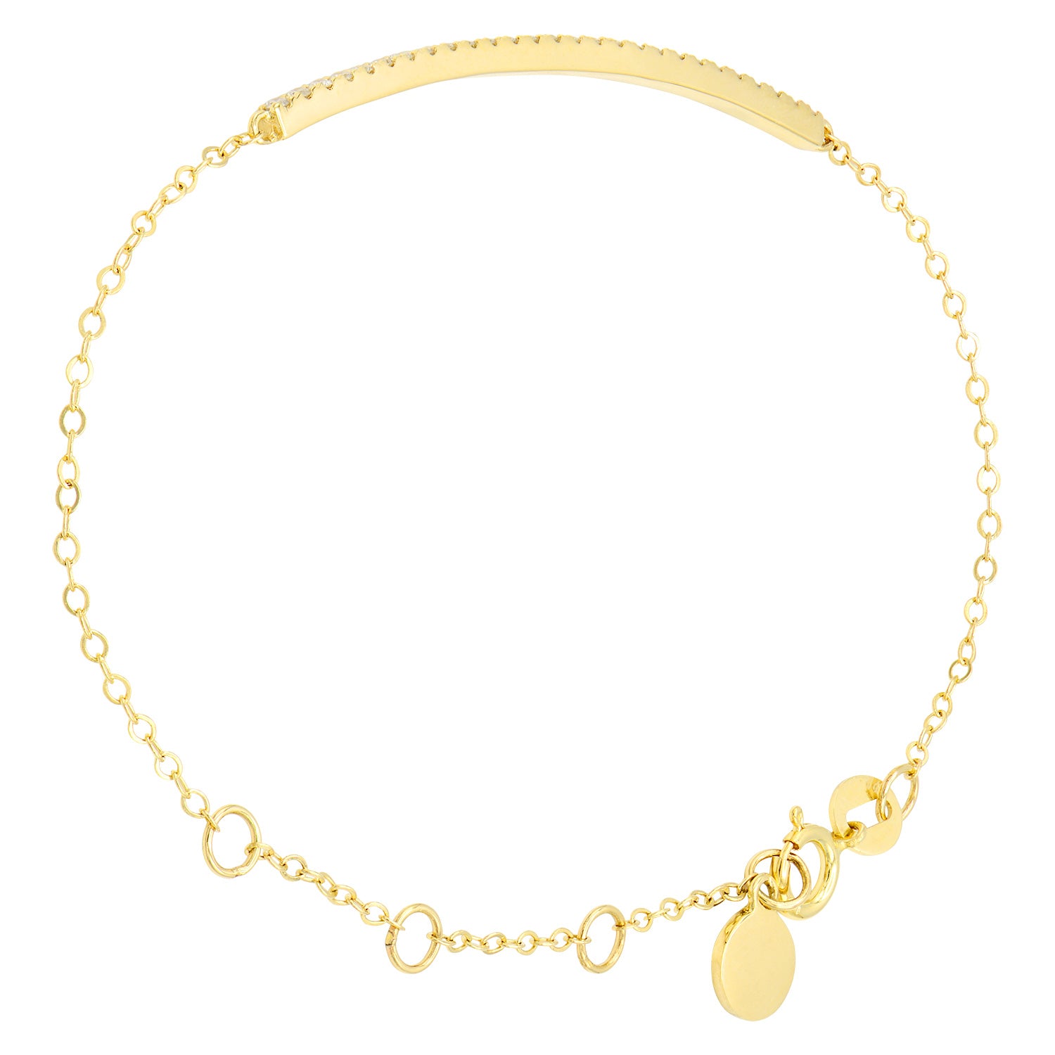 14K Yellow Gold Diamond Bar Bracelet - Large, 0.27ct