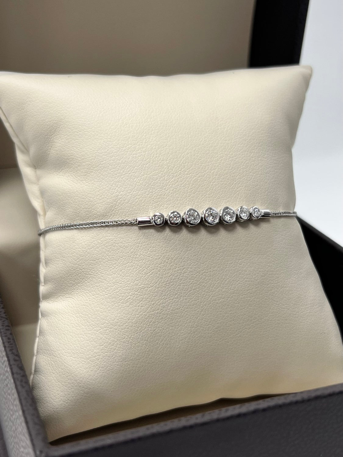 14K White Gold Drawstring Diamond Bracelet