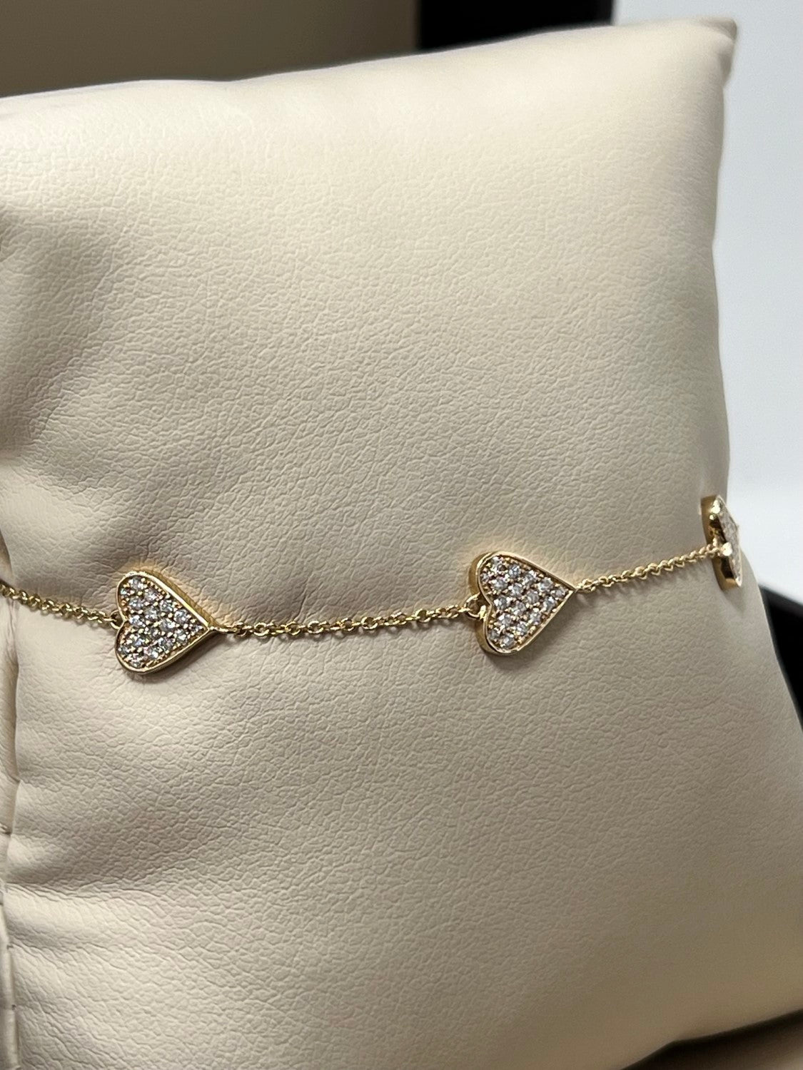 14K Yellow Gold Diamond Heart Eternity Bracelet