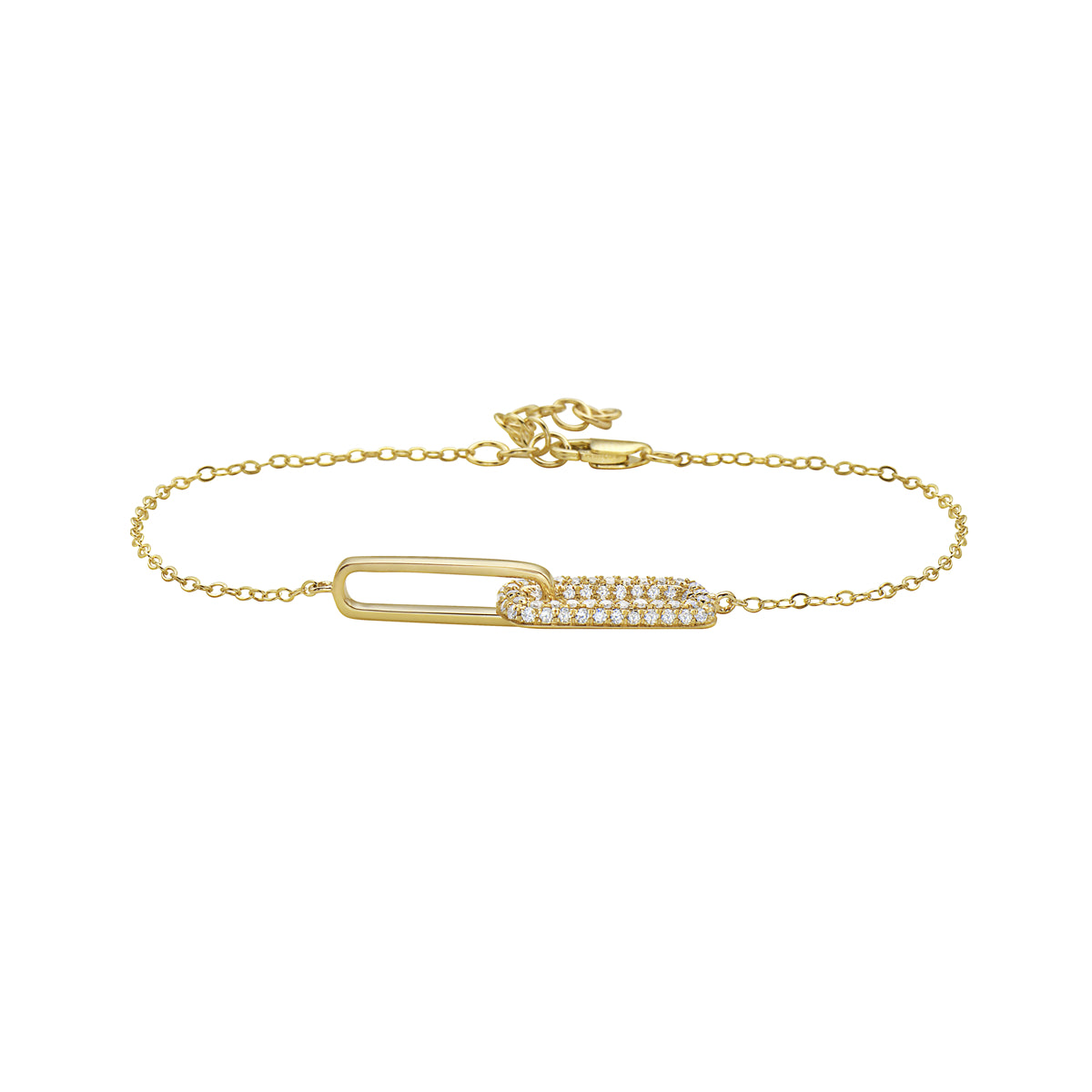 14K Yellow Gold Diamond Paperclip Bracelet