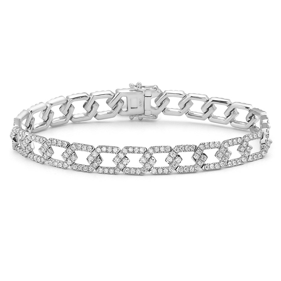 18K White Gold Diamond Bracelet, 3.1ct