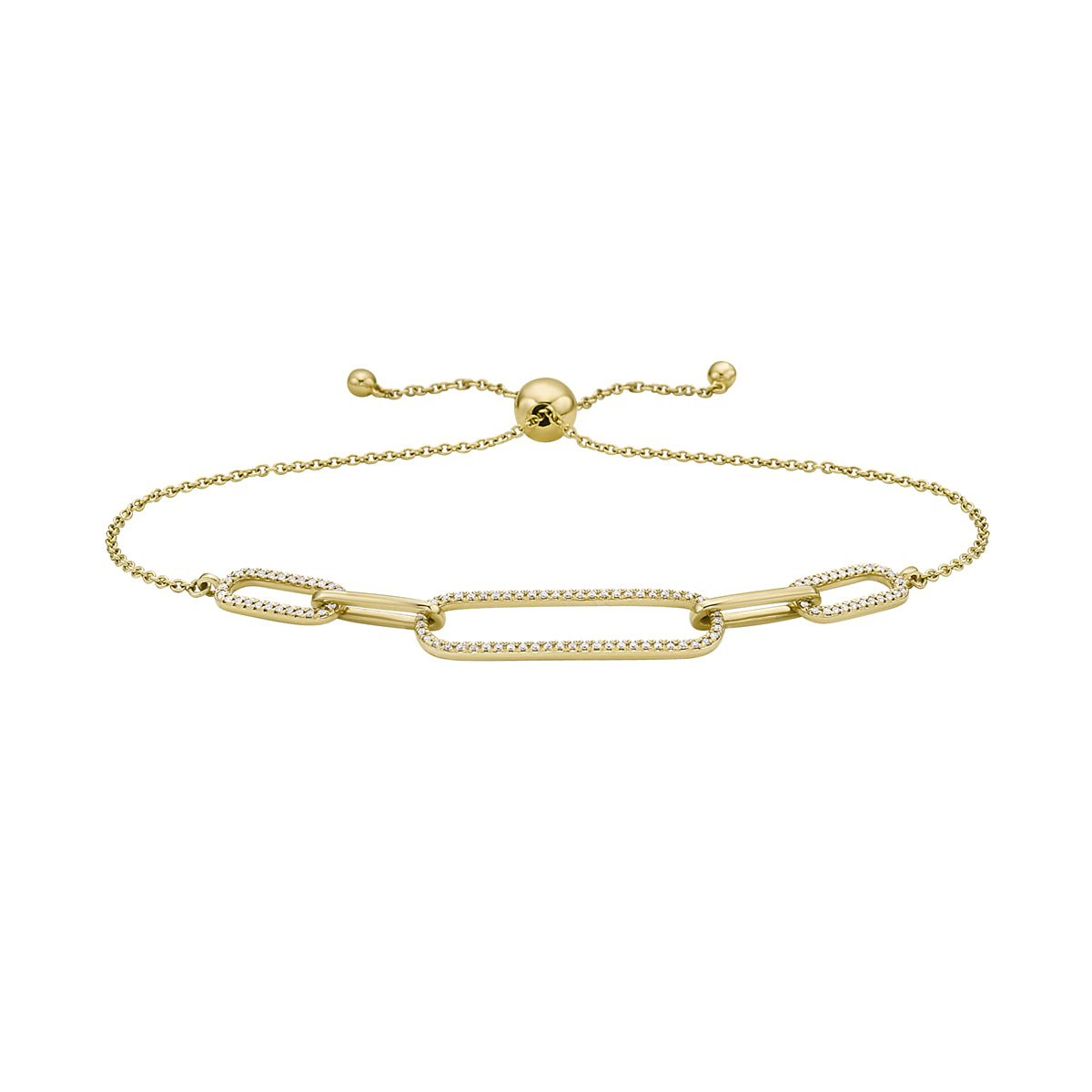 14K Yellow Gold Diamond Bolo Bracelet