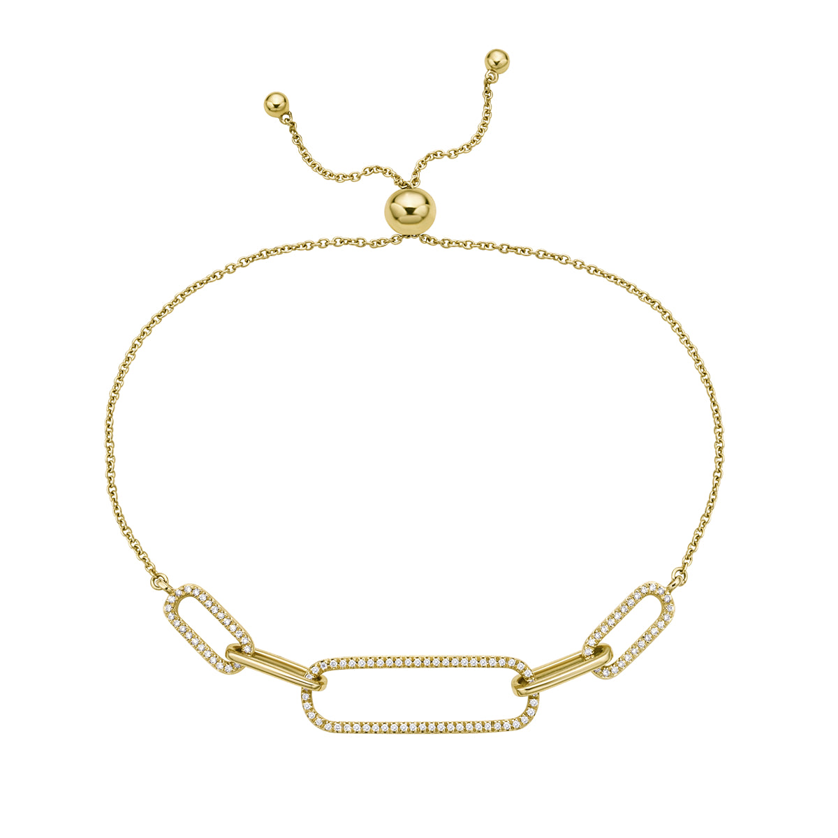 14K Yellow Gold Diamond Bolo Bracelet