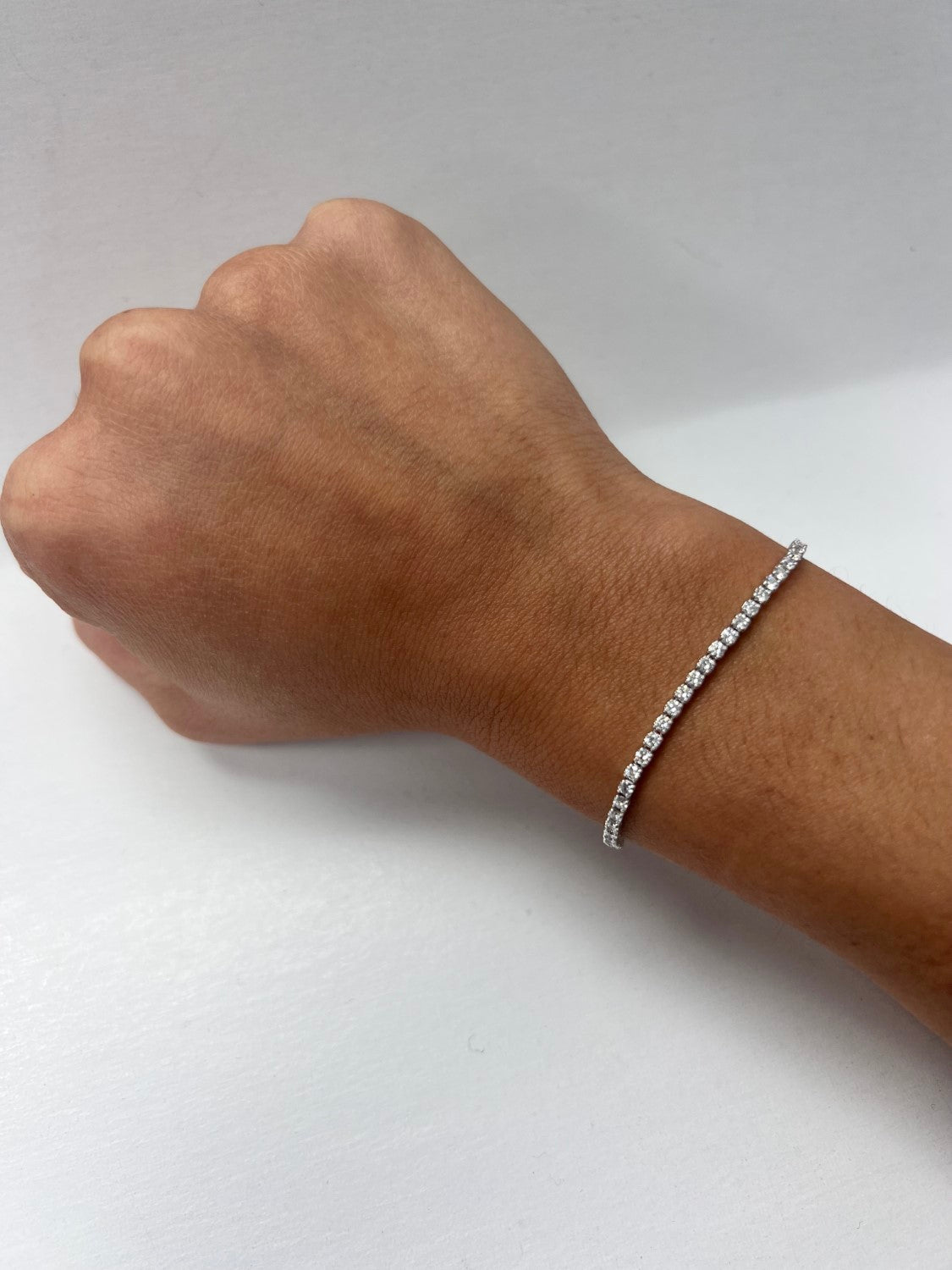14K White Gold Adjustable Diamond Tennis Bracelet