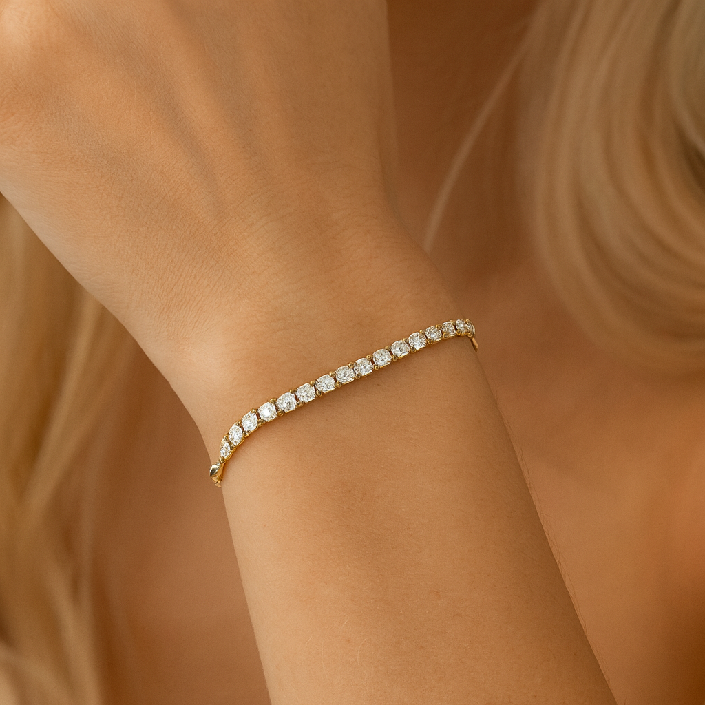 14K Yellow Gold Adjustable Diamond Tennis Bracelet, 0.98ct