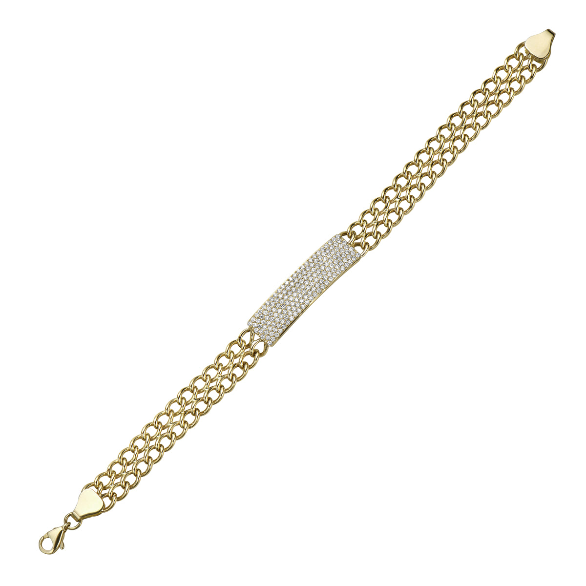 14K Yellow Gold Multi Row Diamond Bracelet