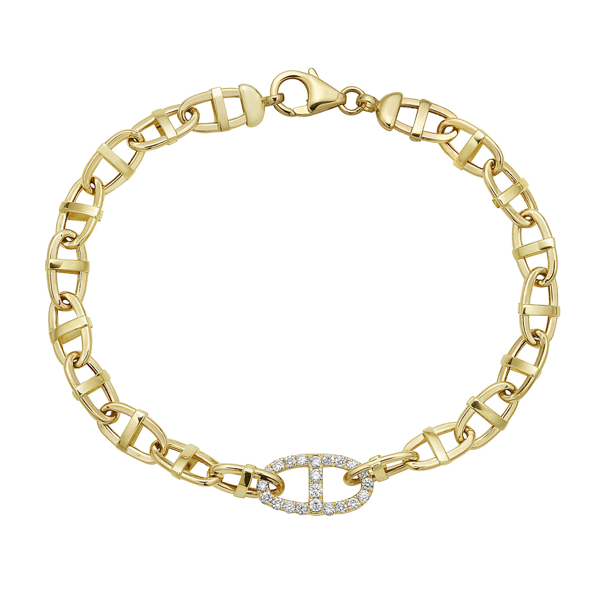 14K Yellow Gold Diamond Link Bracelet