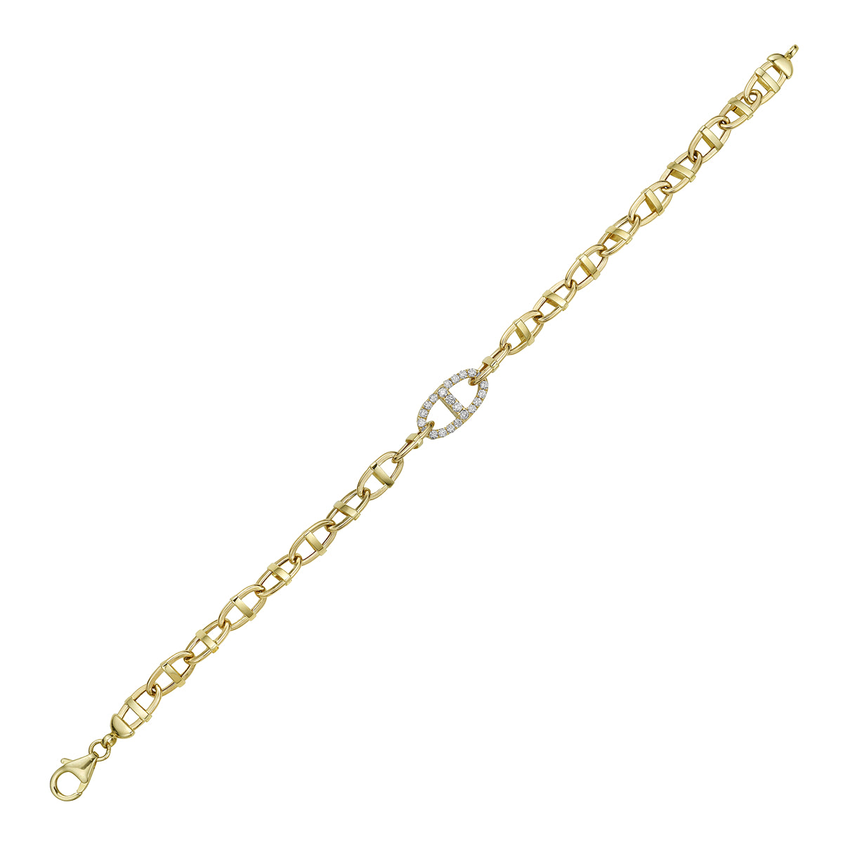 14K Yellow Gold Diamond Link Bracelet