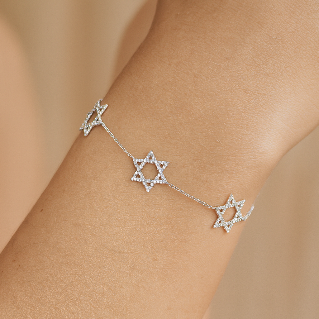 14K White Gold Diamond Star Bracelet, 0.42ct