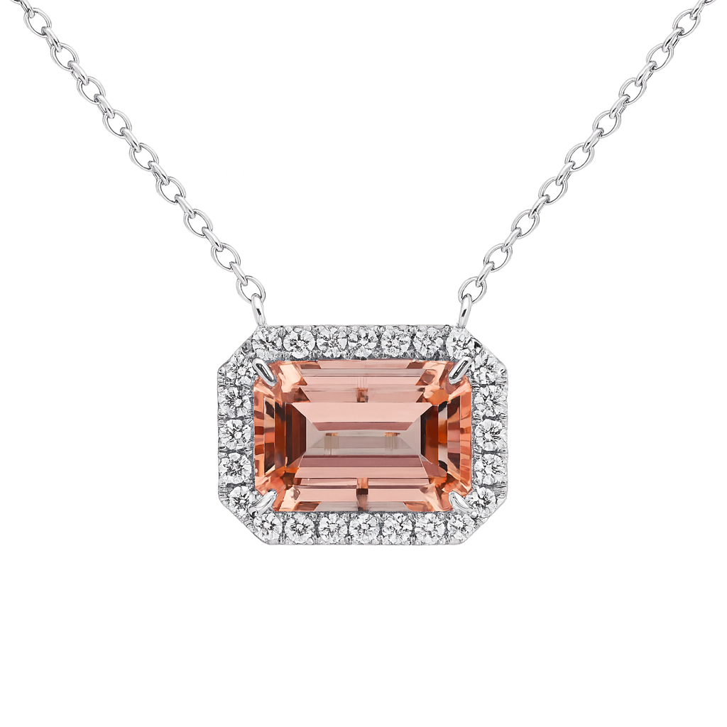 Handmade 14K White Gold Morganite Necklace, 5.92ct