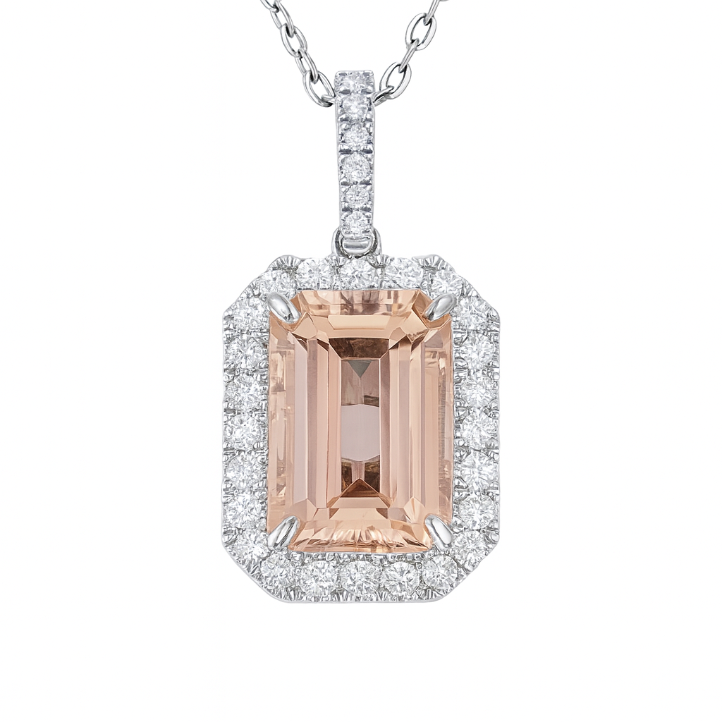 Handmade 14K White Gold Morganite Pendant, 0.45ct