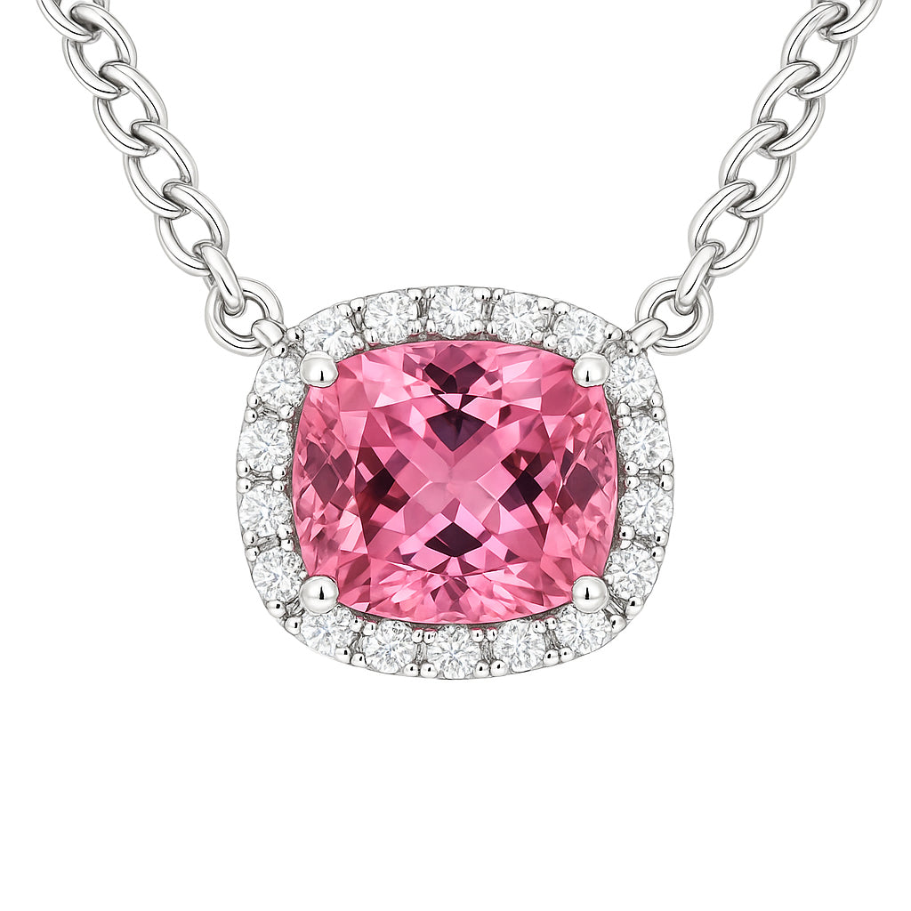 Handmade 14K White Gold Pink Tourmaline Pendant, 0.42ct