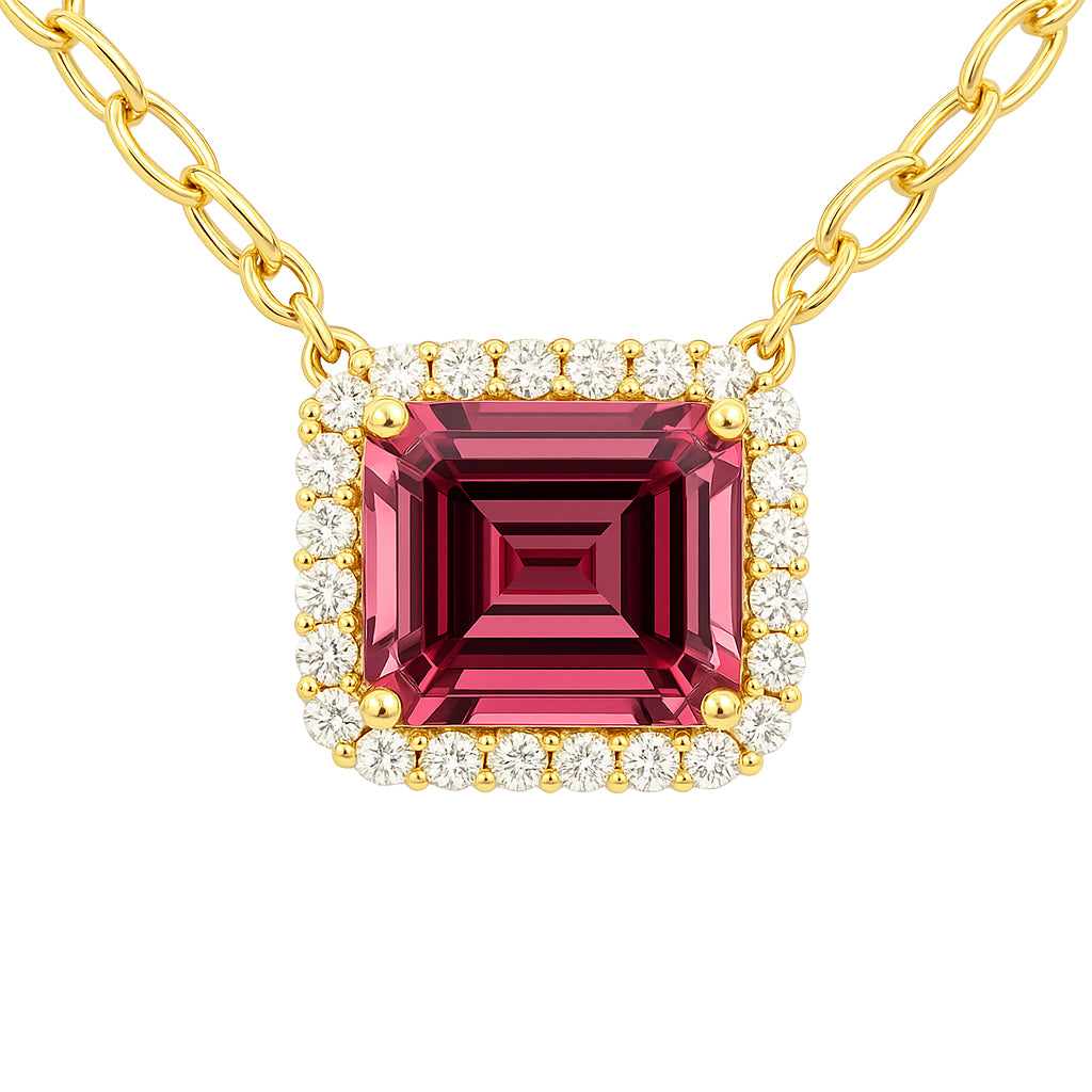 Handmade 14K Yellow Gold Pink Tourmaline Pendant, 6-7mm, 0.52ct