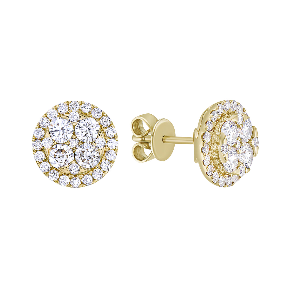 14K White Gold Diamond Cluster Stud, 0.52ct