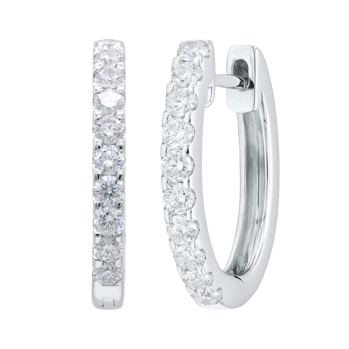14K White Gold Extra Sparkle Huggie Earring, 0.51ct