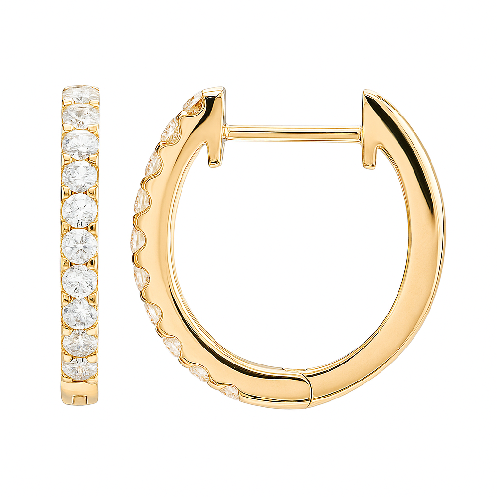 14K Rose Gold Extra Sparkle Huggie Earring, 0.58ct