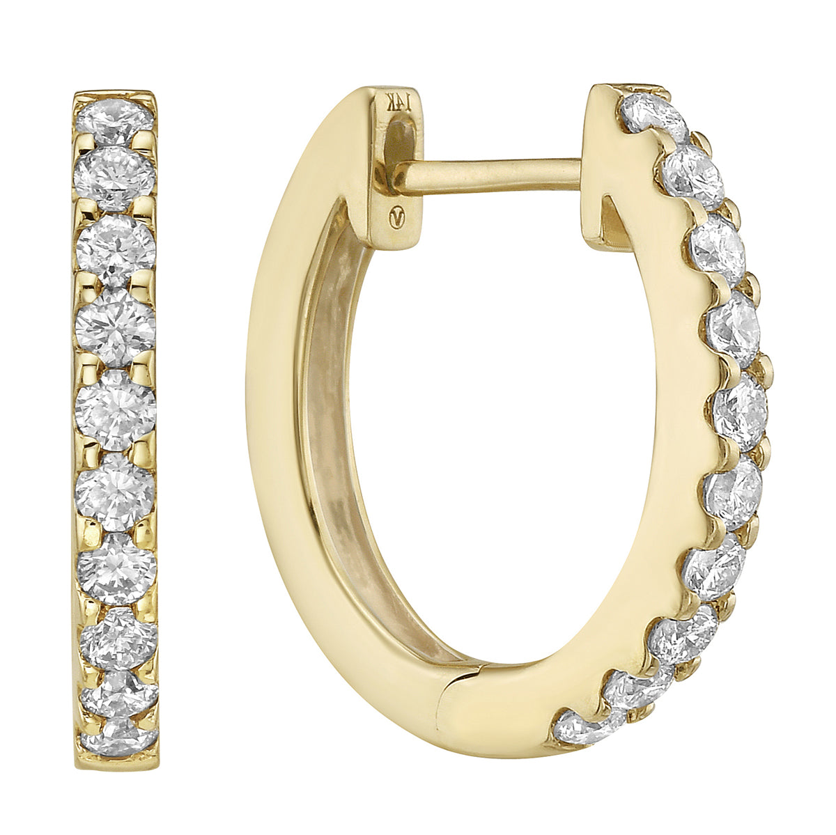 14K Yellow Gold Extra Sparkle Huggie Earring, 0.58ct