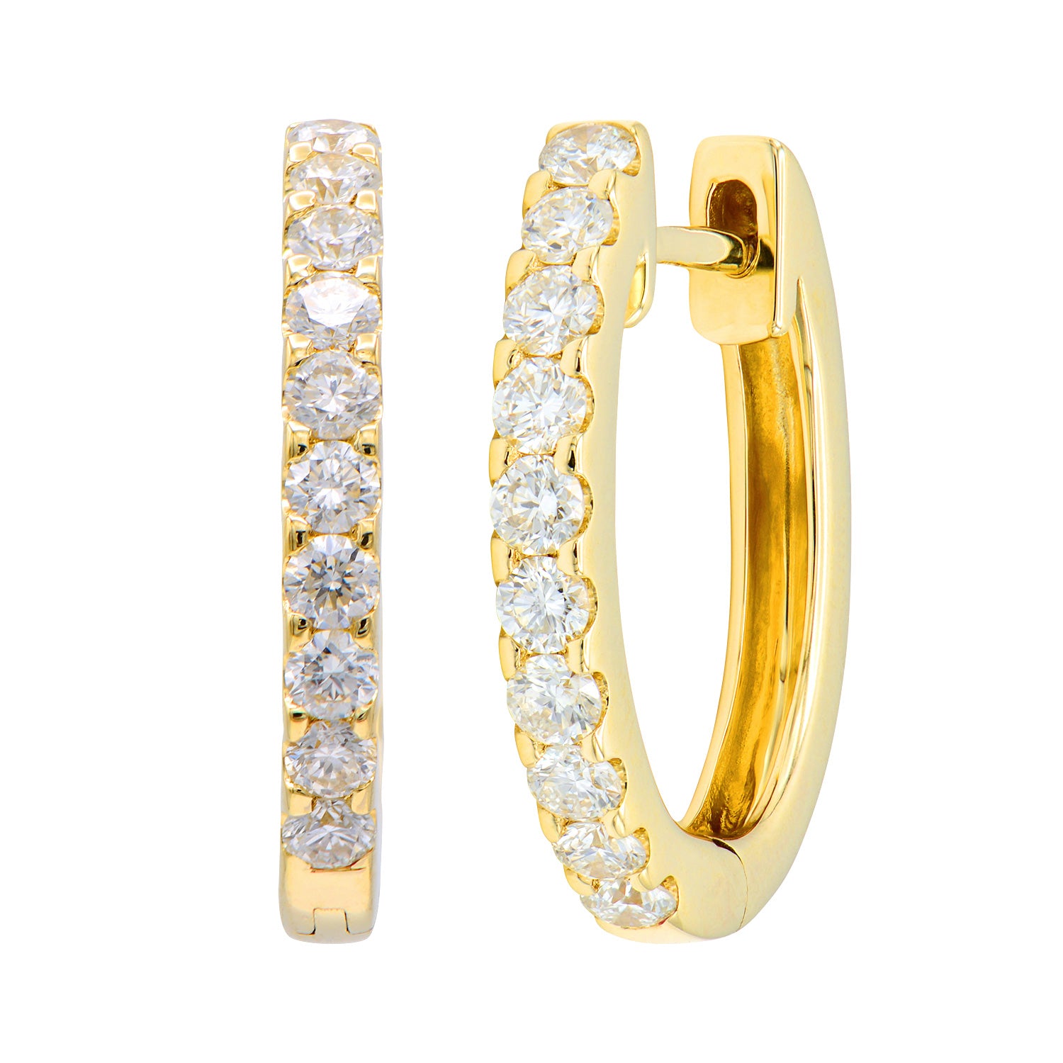 14K Yellow Gold Extra Sparkle Huggie Earring