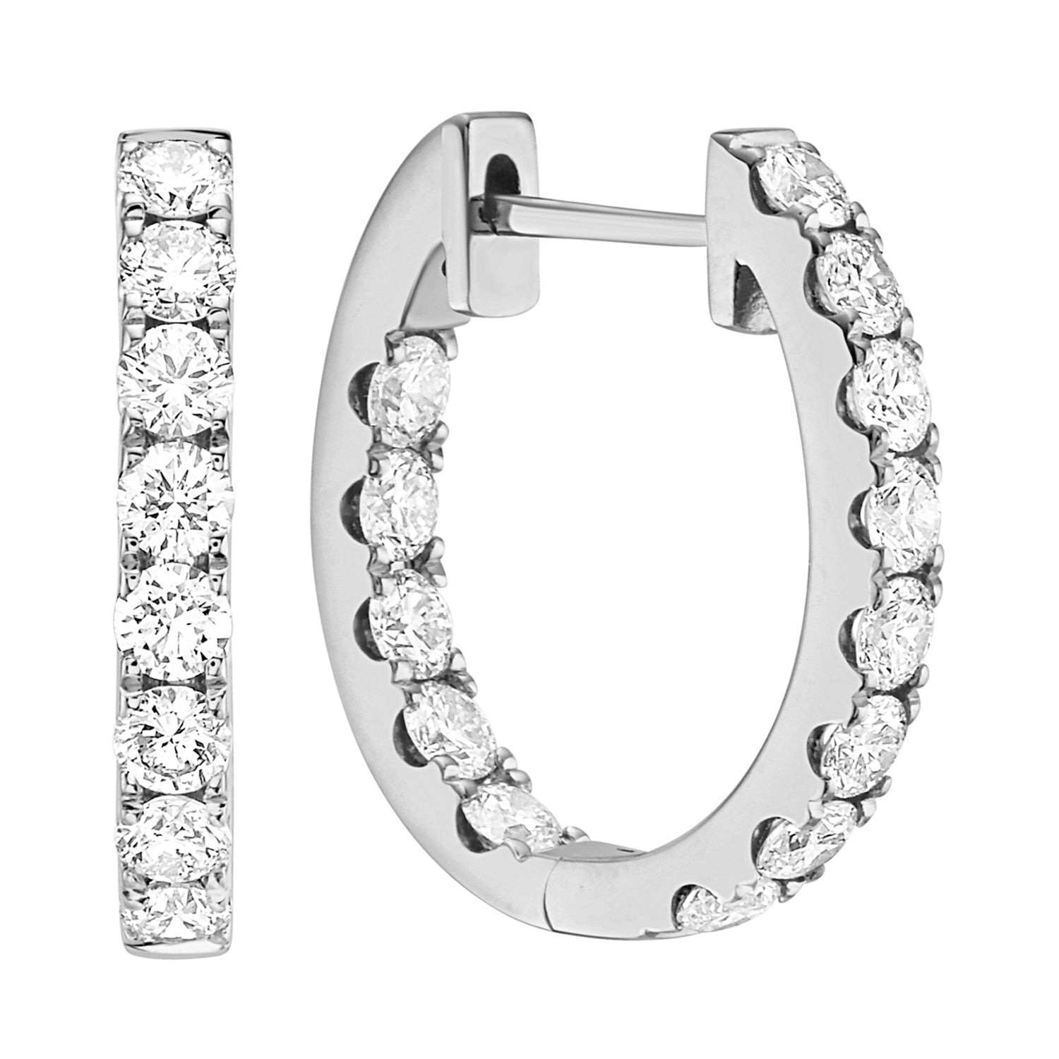 14K White Gold Inside Outiside Huggie Earring - Extra Large