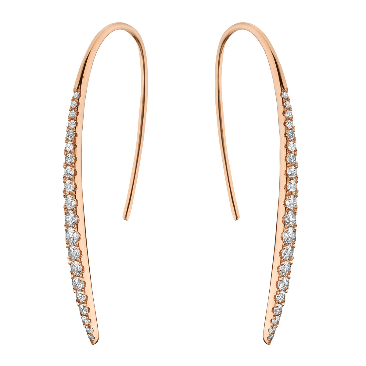 14K Rose Gold Diamond Hanging Earrings