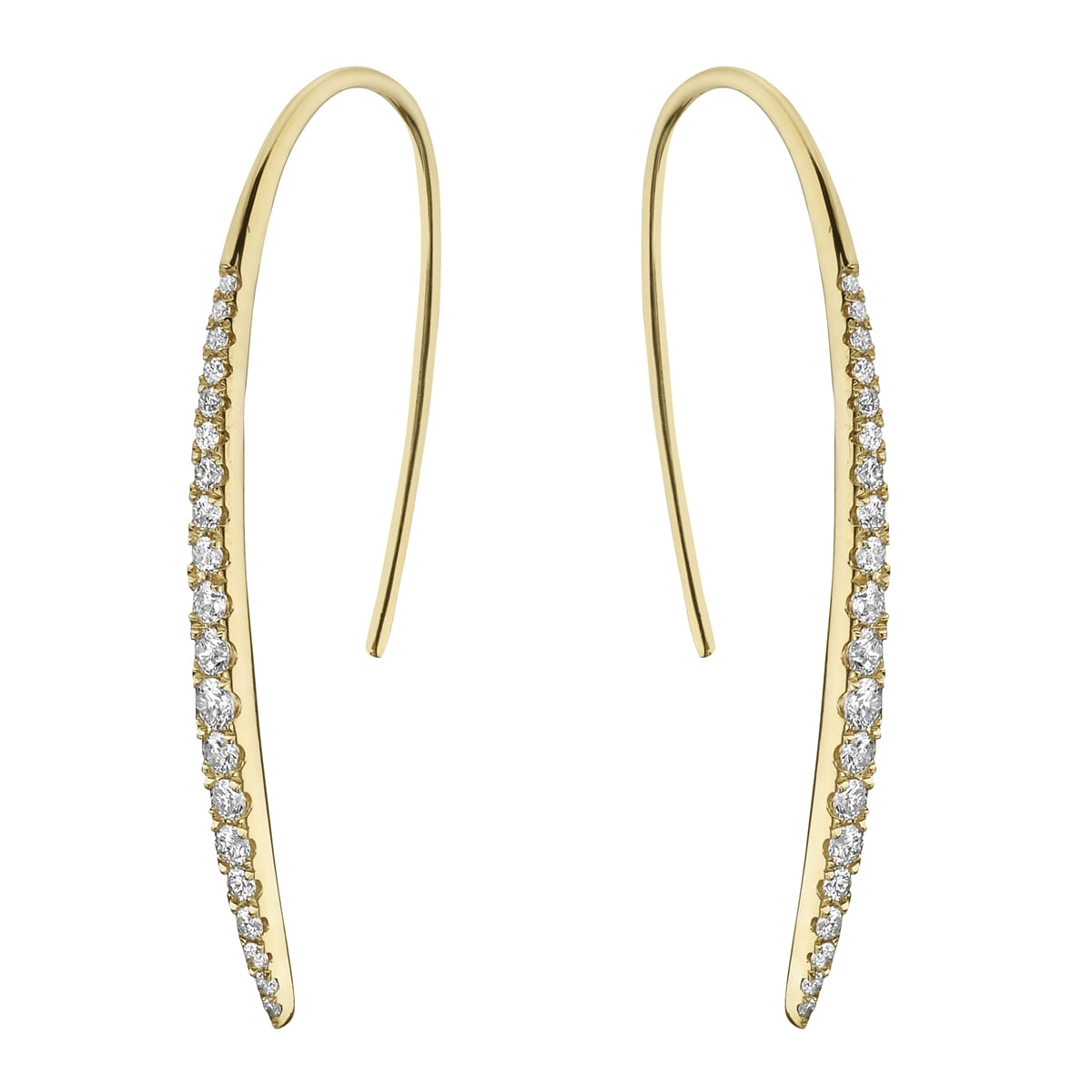 14K Yellow Gold Diamond Hook Earrings, 0.58ct