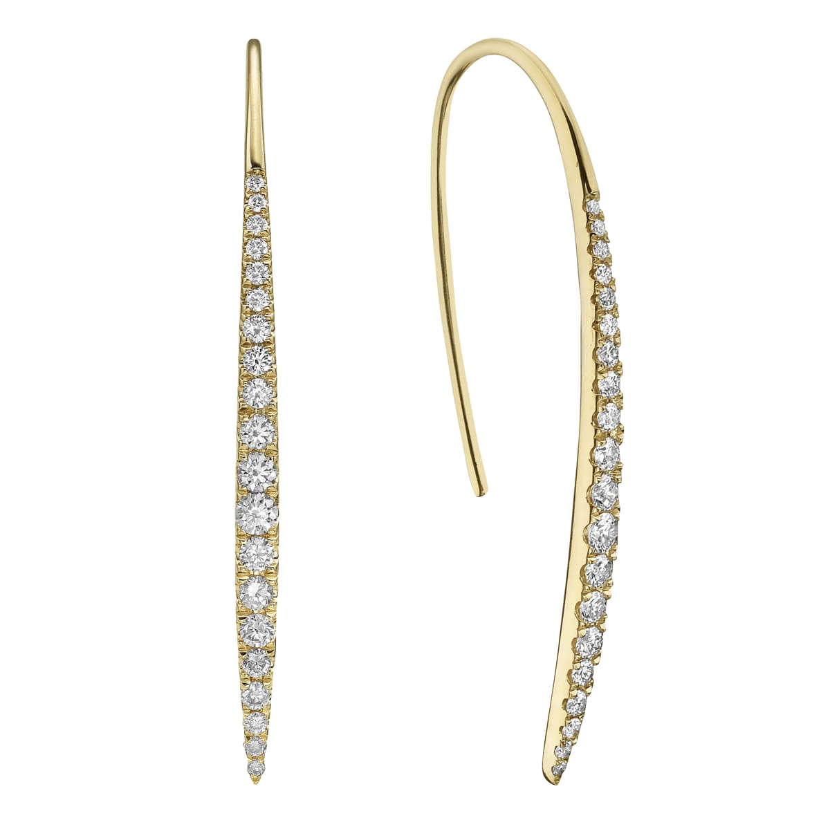 14K Yellow Gold Diamond Hook Earrings, 0.58ct