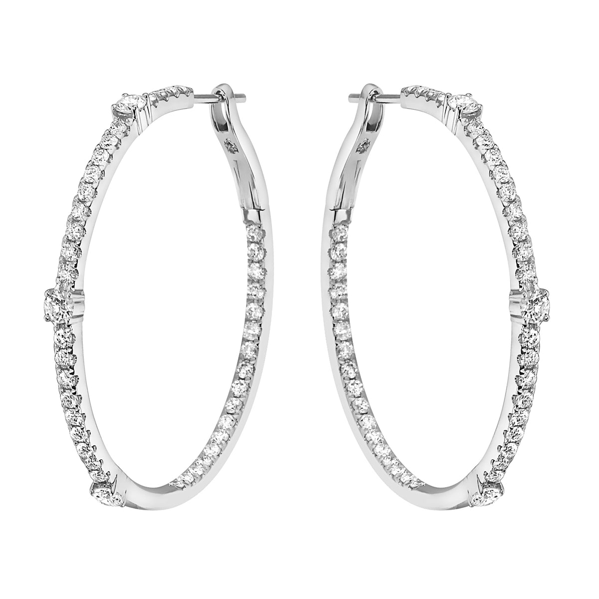  14K White Gold Diamond Accent Hoop - Large