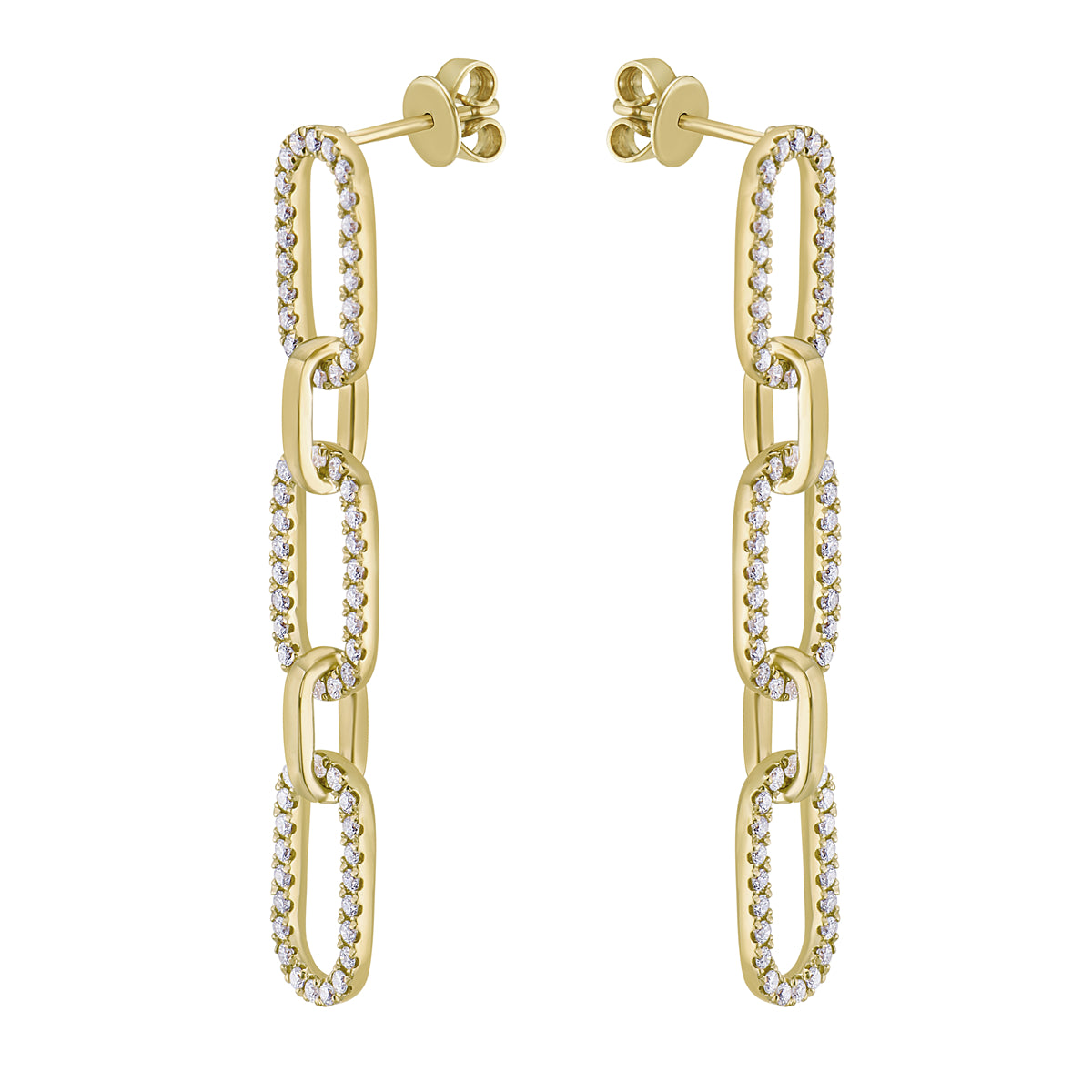 14 Yellow Gold Paperclip Diamond Dangle Earring