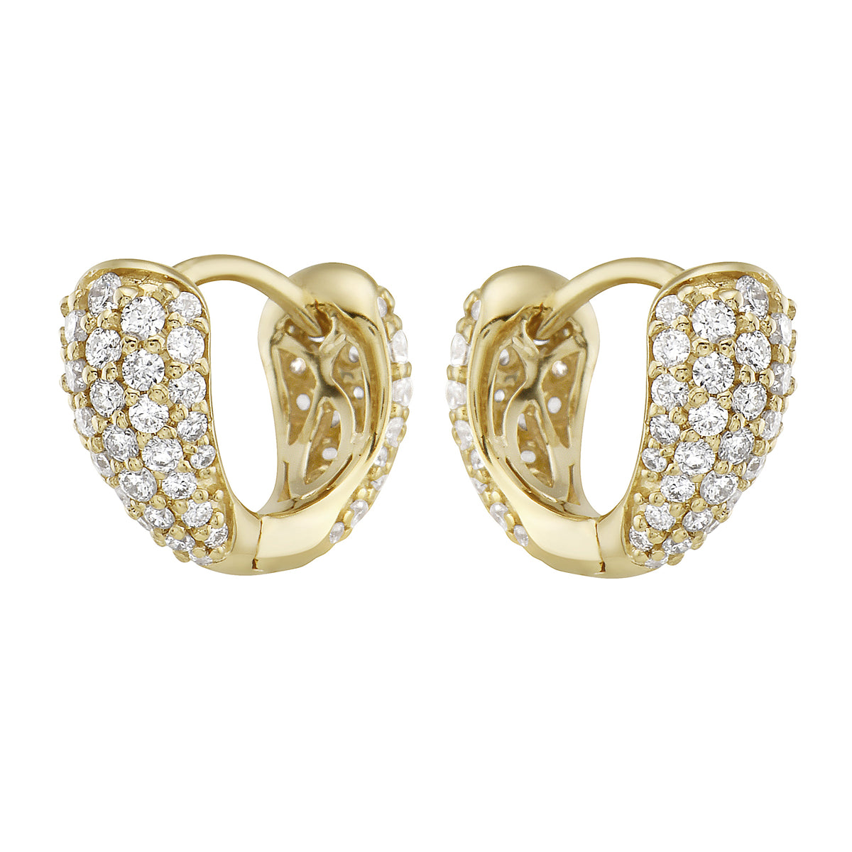 Yellow Gold Diamond Pavé Hoop Earrings
