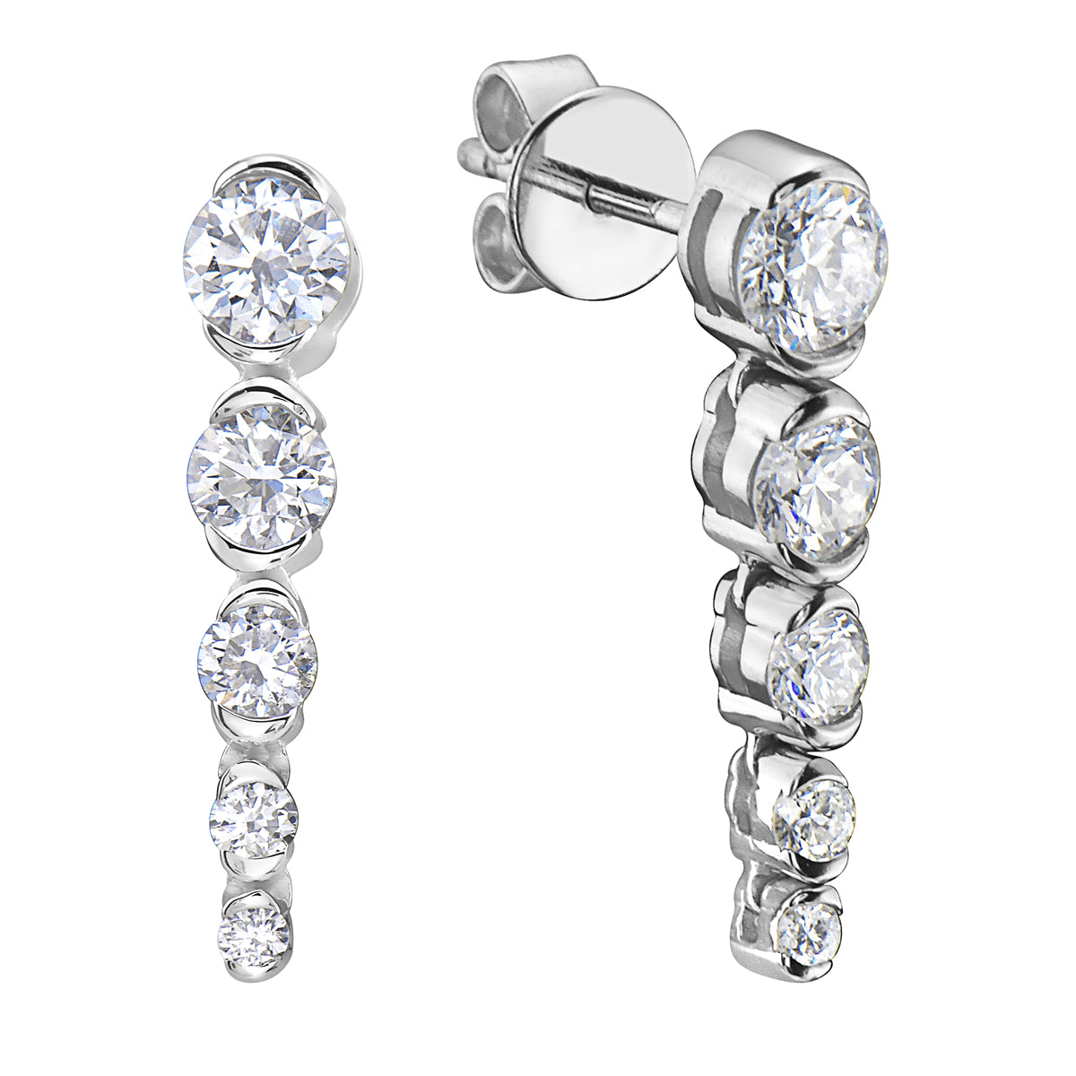 5 Stone White Gold Diamond Drop Earrings