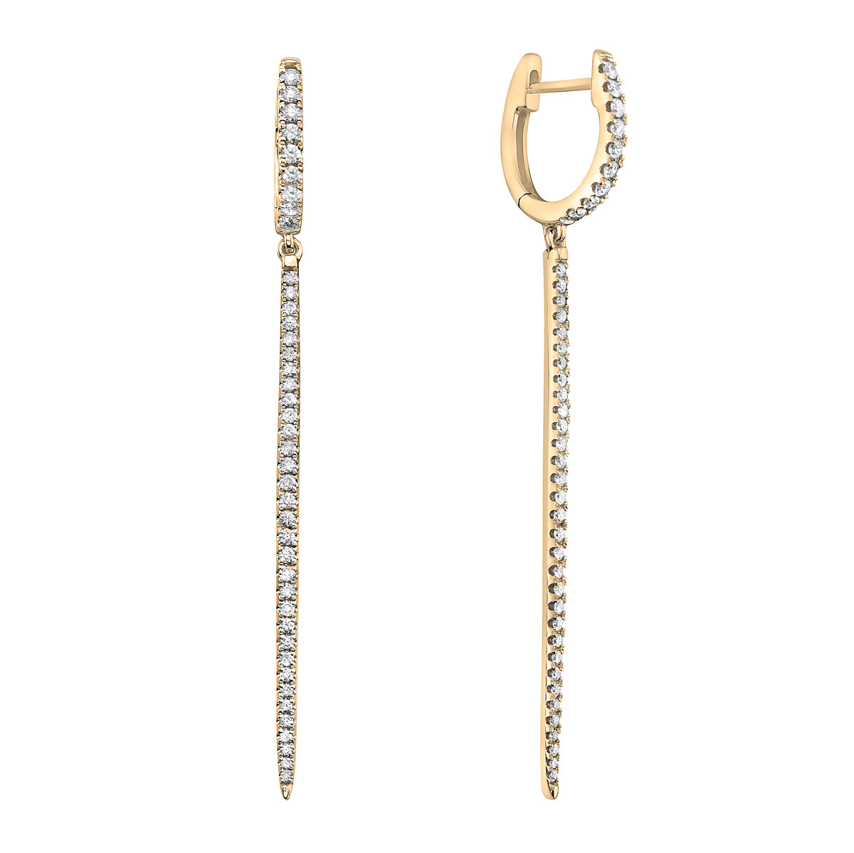 Yellow Gold Spike Hoop Earrings, 0.52ct