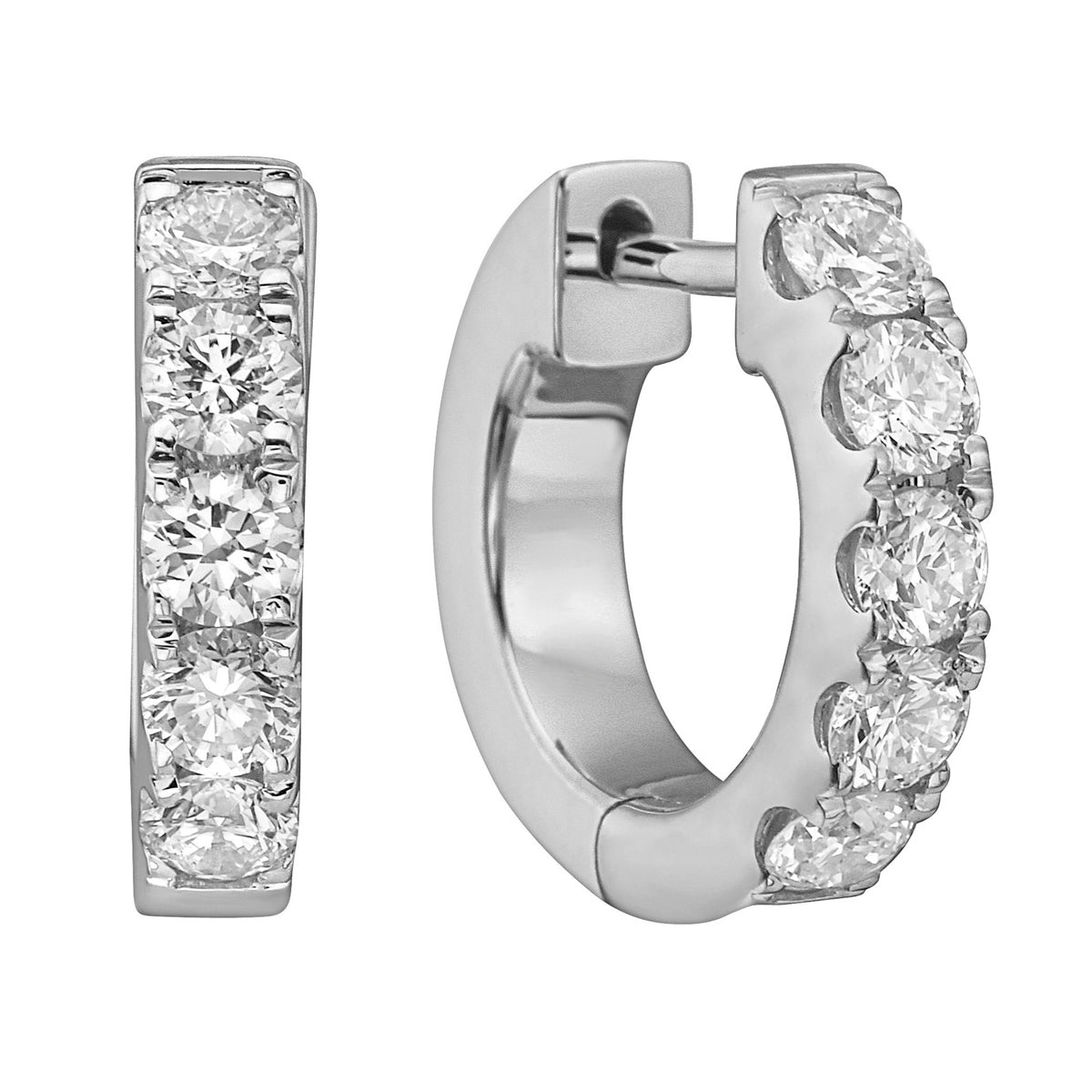 14K White Gold Bulky Mini Hoop Earrings