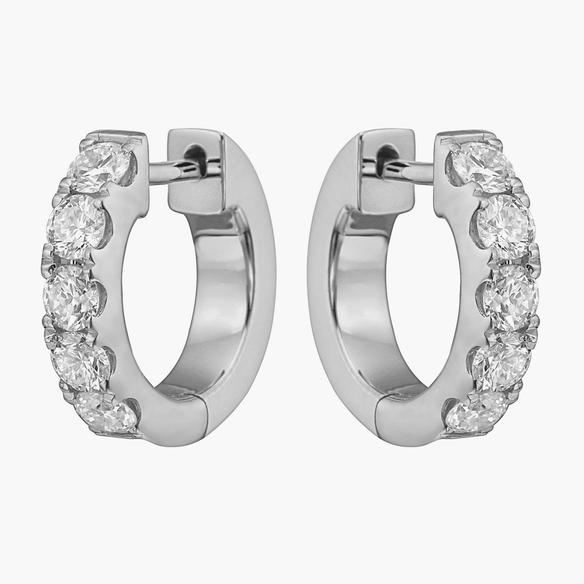 14K White Gold Bulky Mini Hoop Earrings