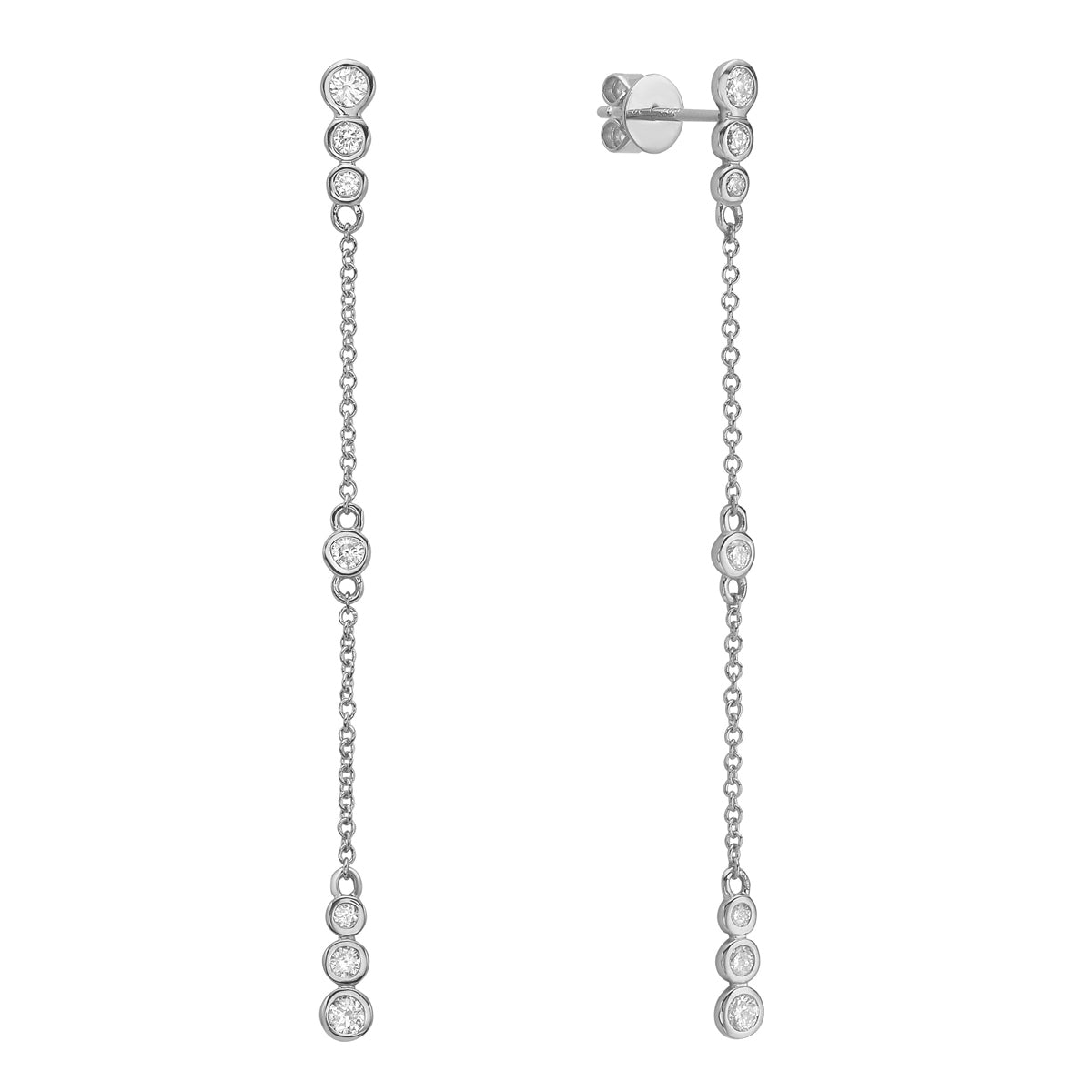14K White Gold Dangling Chain Link Earring