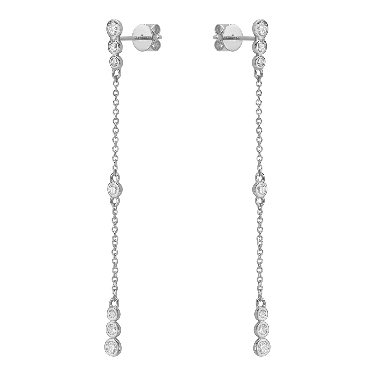 14K White Gold Dangling Chain Link Earring