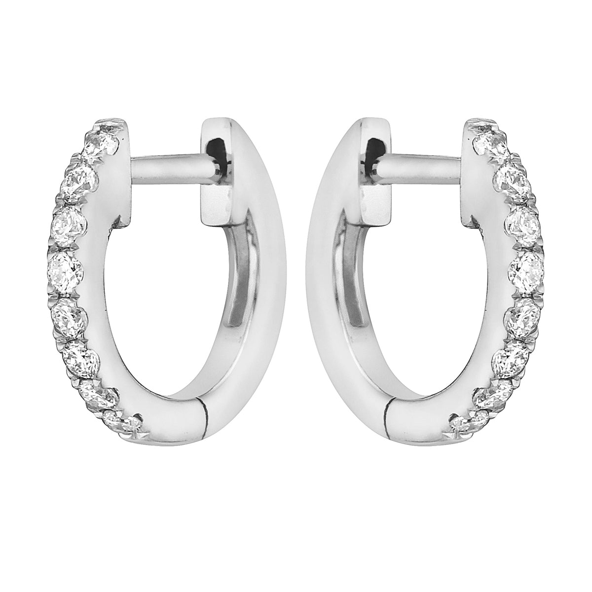 0.11 CT White Gold 10mm Diamond Huggie Earrings - Small