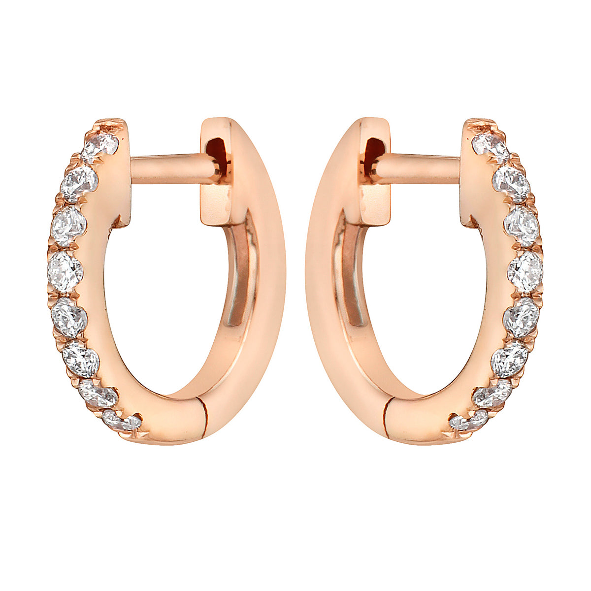 0.11 CT Rose Gold 10mm Diamond Huggie Earrings - Small