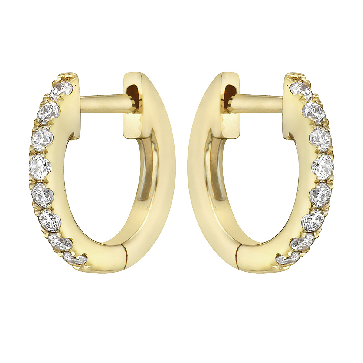 0.11 CT Yellow Gold 10mm Diamond Huggie Earrings - Small