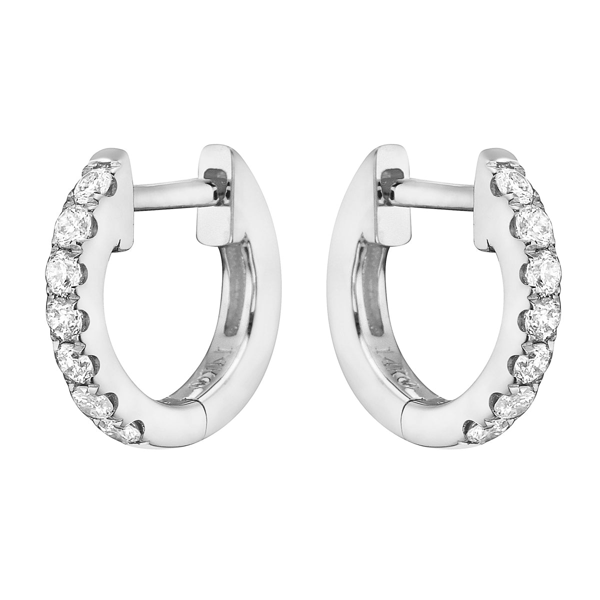 0.16 CT White Gold 10mm Diamond Huggie Earrings - Large