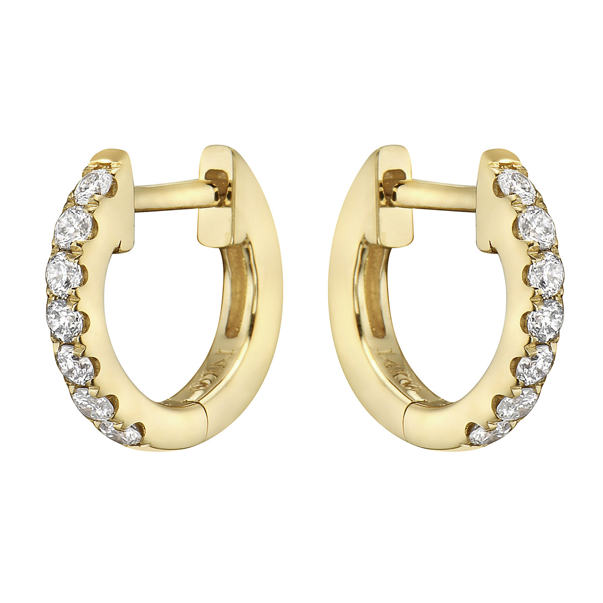 0.16 CT Yellow Gold 10mm Diamond Huggie Earrings - Large