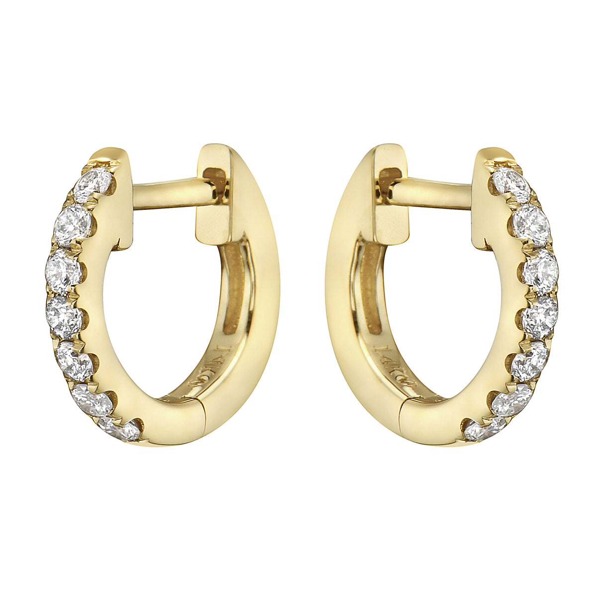 0.16 CT Yellow Gold 10mm Diamond Huggie Earrings - Large