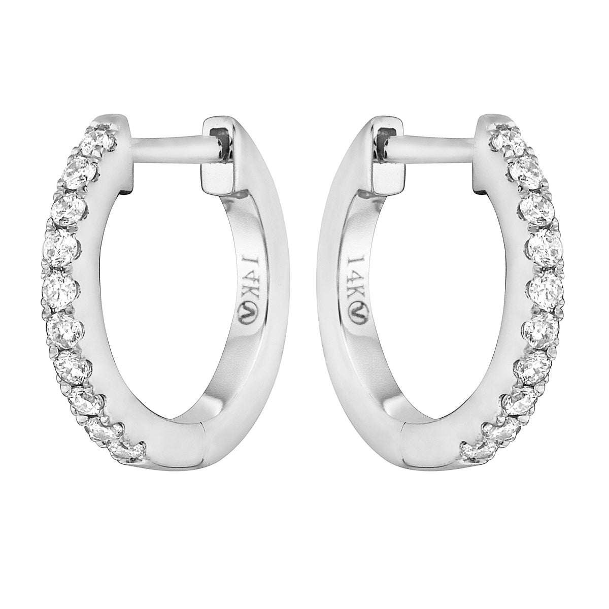 0.14 CT White Gold 12mm Diamond Huggie Earrings - Small