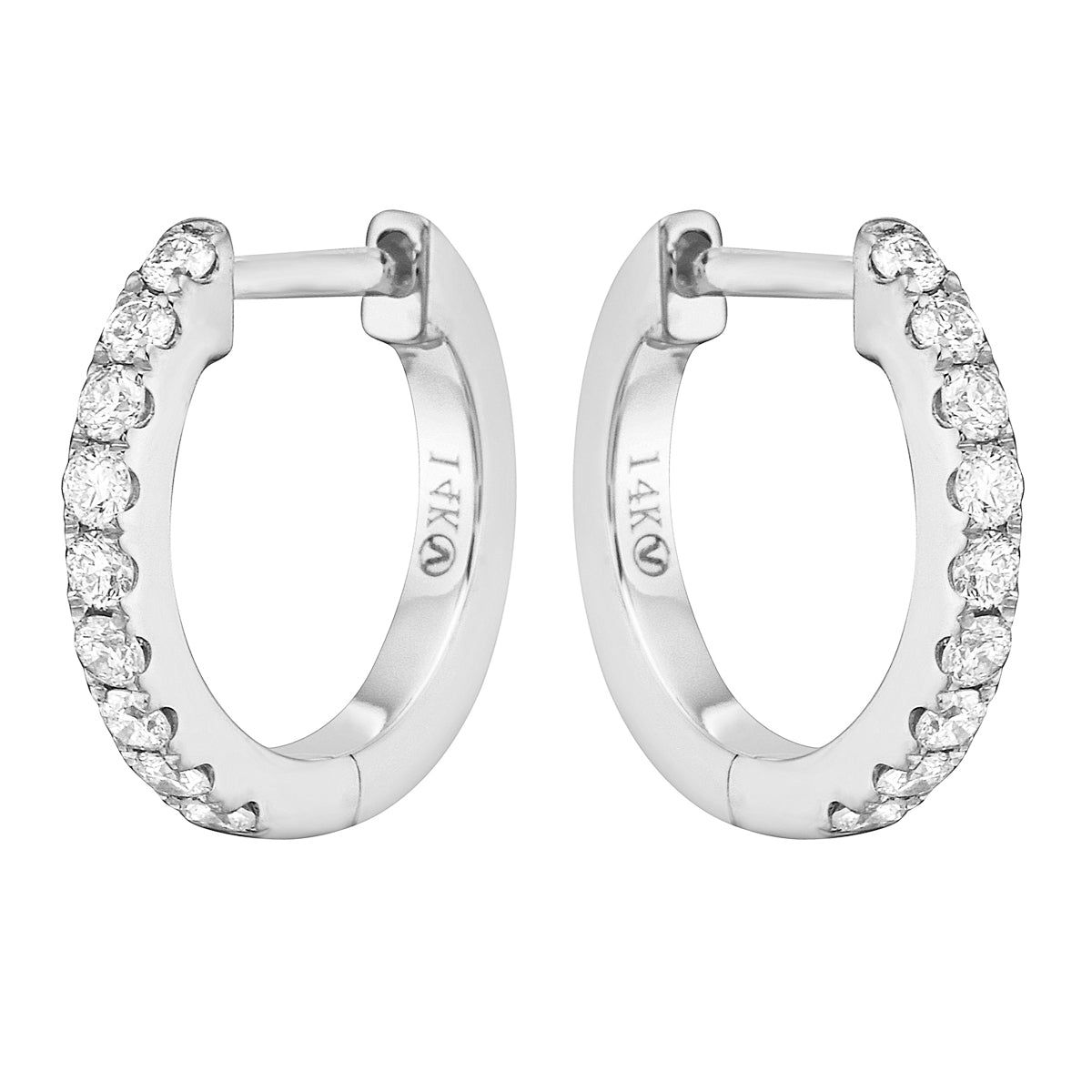 0.20 CT White Gold 12mm Diamond Huggie Earrings - Medium