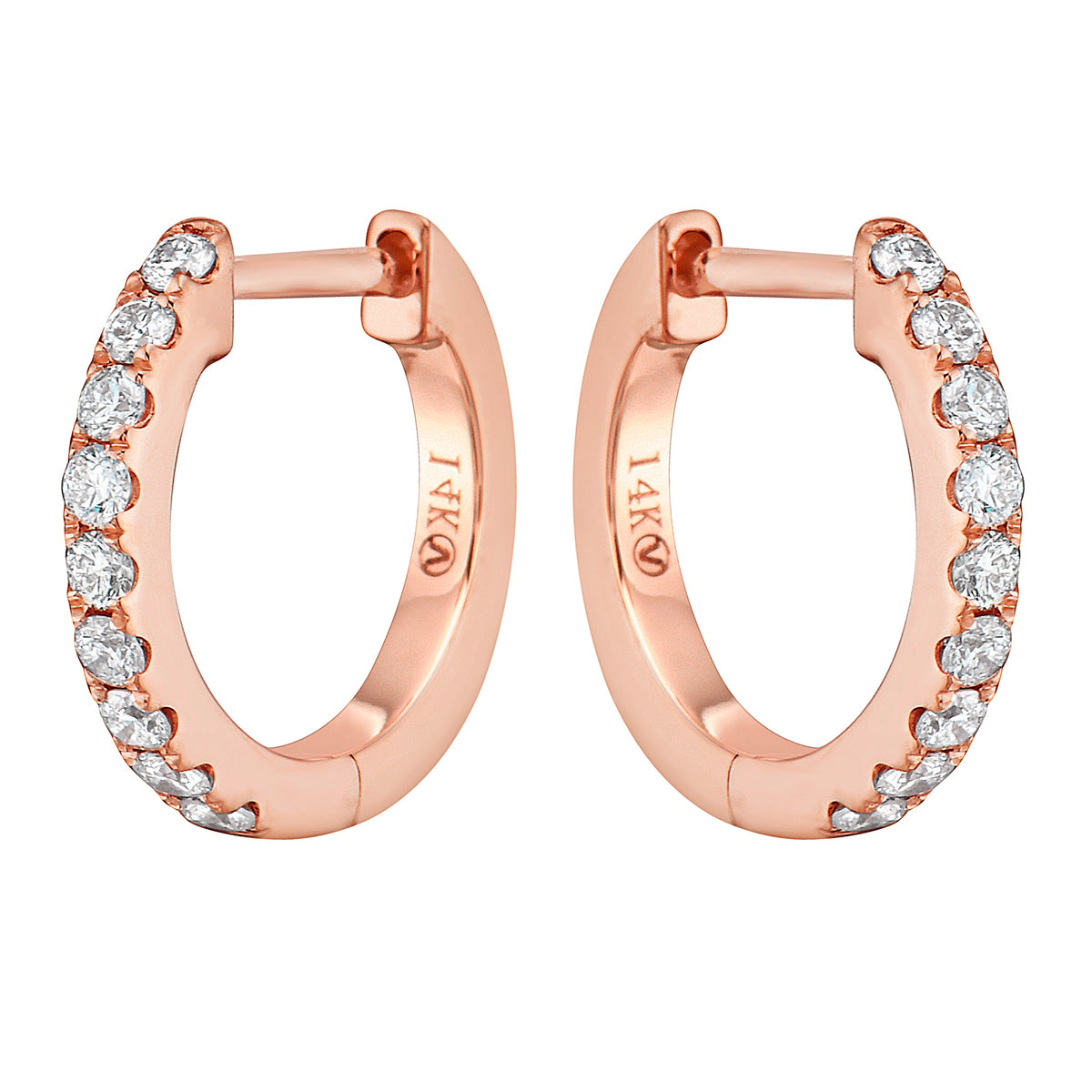 0.20 CT Rose Gold 12mm Diamond Huggie Earrings - Medium