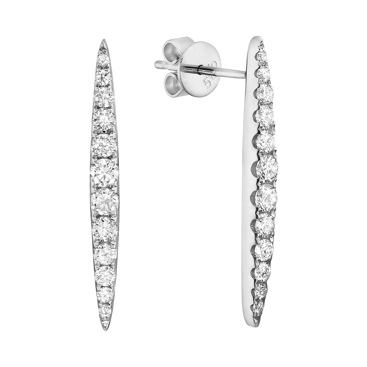 White Gold Surfboard Diamond Drop Earrings, 0.52ct