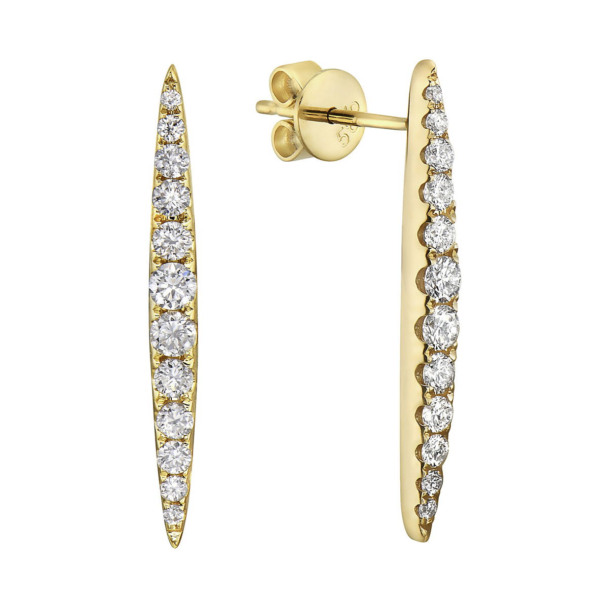 Yellow Gold Surfboard Diamond Drop Earrings, 0.52ct