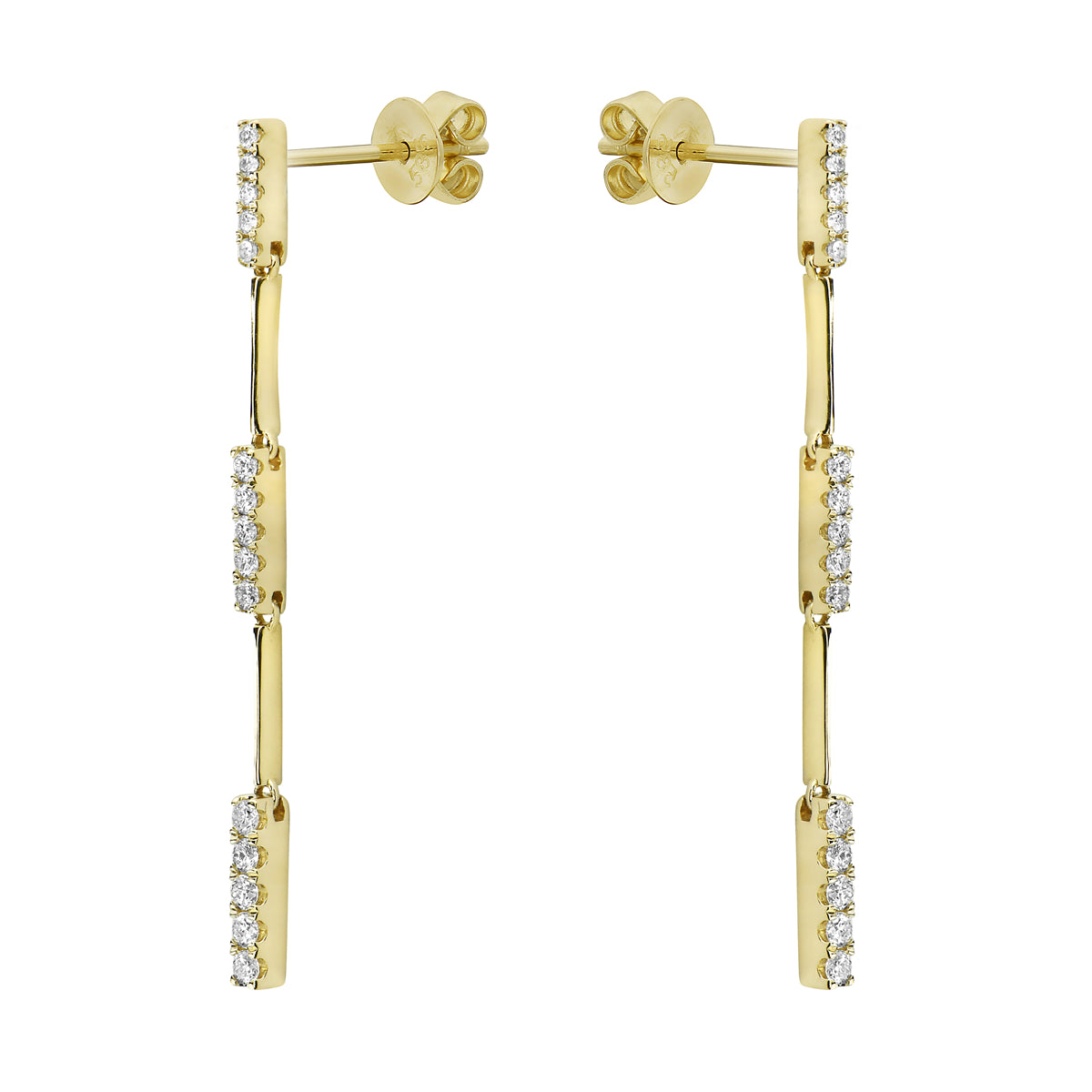 Yellow Gold Diamond Link Drop Earrings