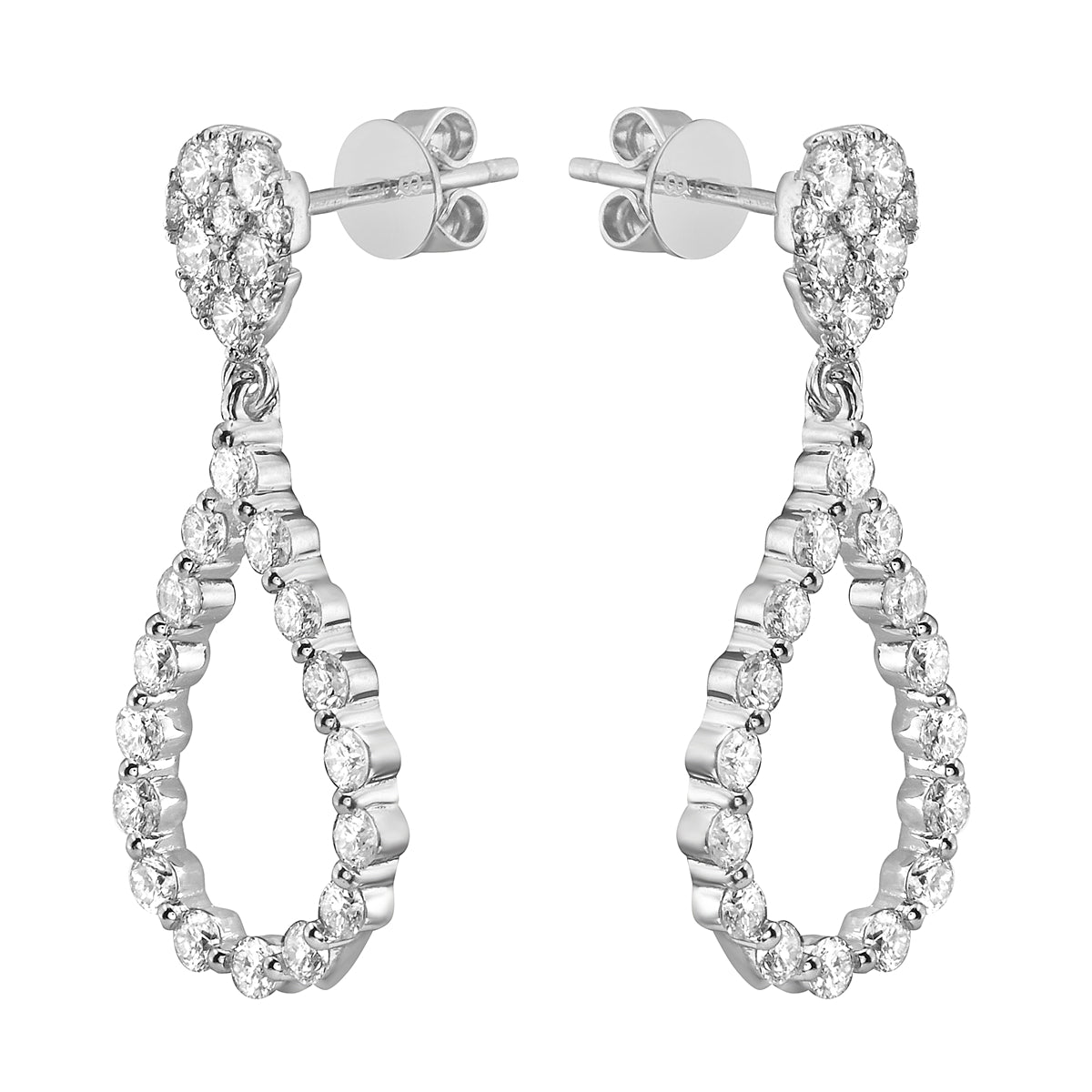 White Gold Pear Teardrop Diamond Drop Earrings